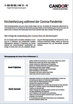 Kirchenheizung während Corona-Pandemie